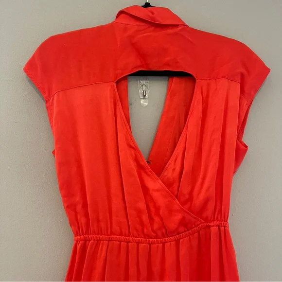Anthropologie Maeve Orange Open-Back Wrap Midi Dress Size Small - Picture 4 of 13